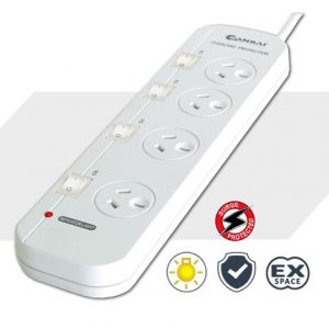 4-Ways Surge Protected Powerboard with Individually Switch